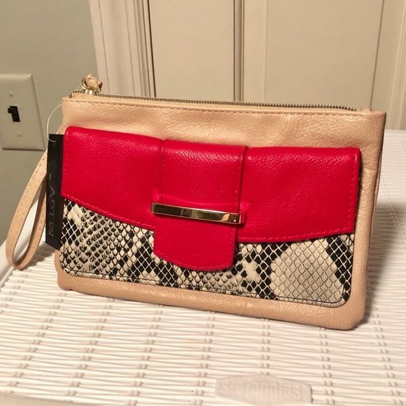 Apt. 9 Tan Red Snakeskin Wallet / Wristlet - Picture 2 of 6